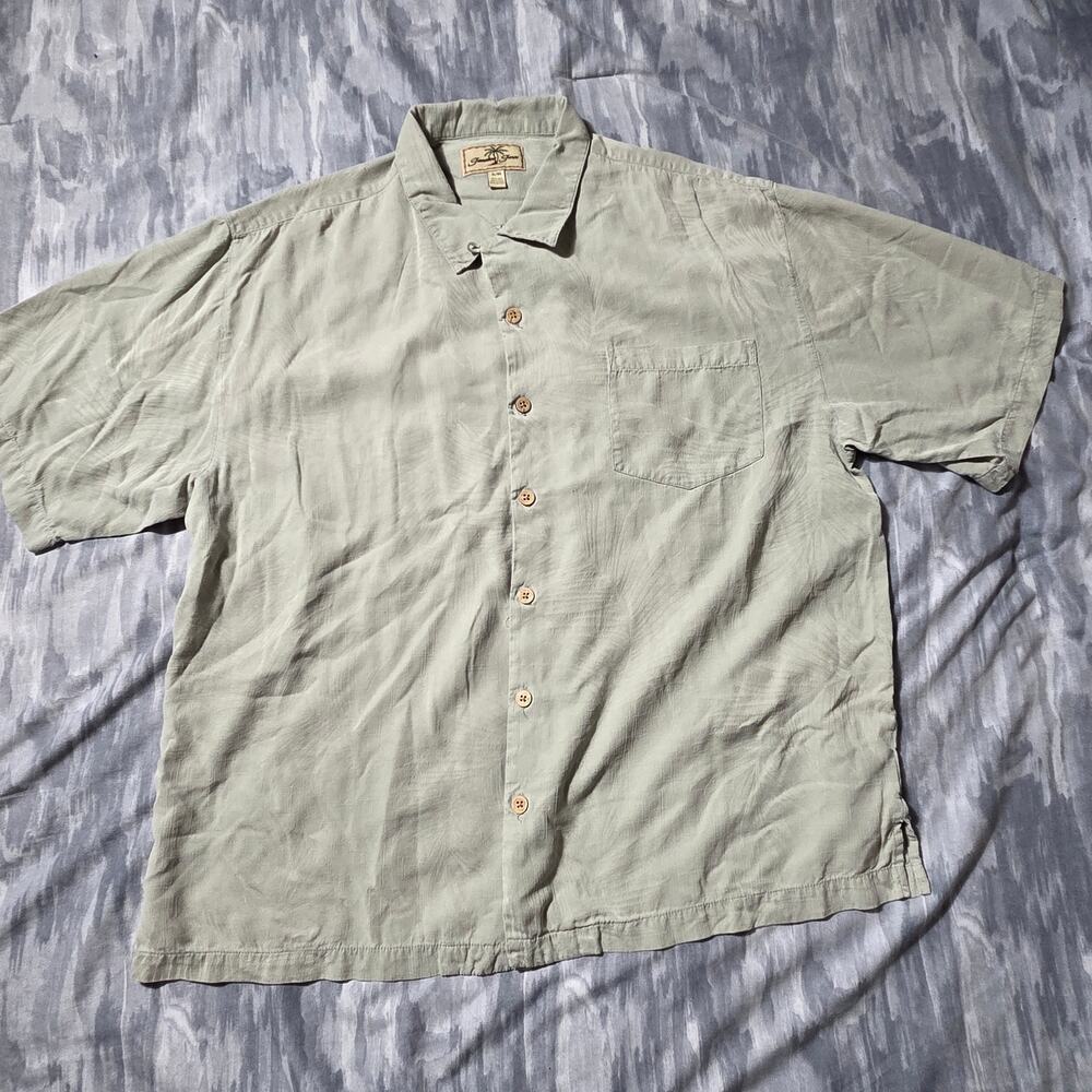 Jamaica Jaxx Men's 100% Silk Camp Shirt Size XL Sage Green